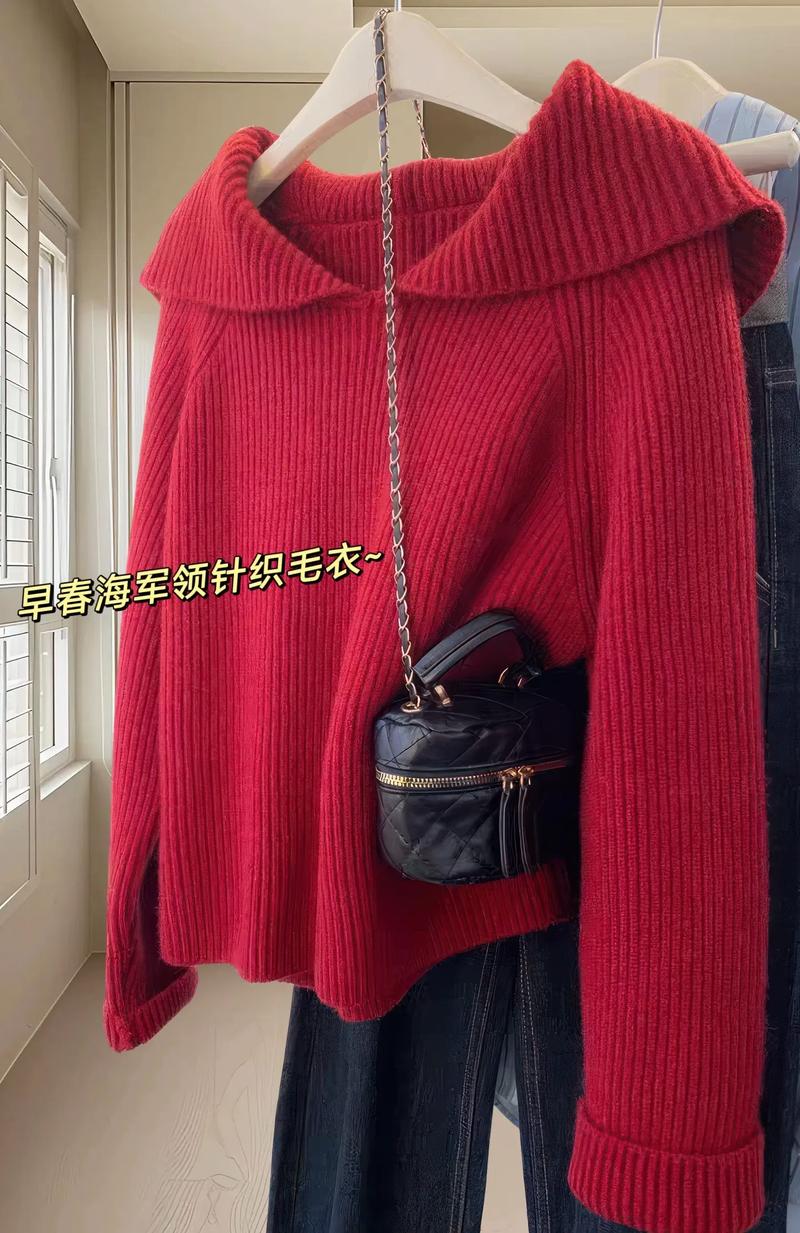 ootd丨法式復古紅毛衣.文藝風滿滿的紅毛衣,精致的大翻領,